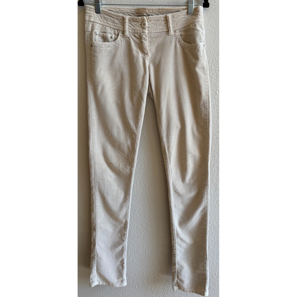 Sisley Cream Cotton‎ Elastane Pants Low Rise Skinny sz 40 Waist 31" EUC Velvety
